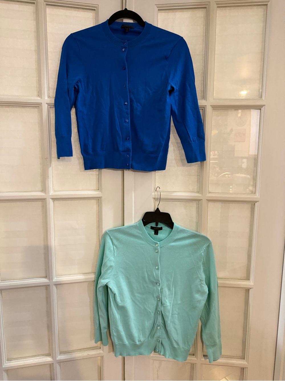 J. Crew Crewneck Button Cardigans in Mint Green and Royal Blue (2 Pack) - Picture 4 of 5
